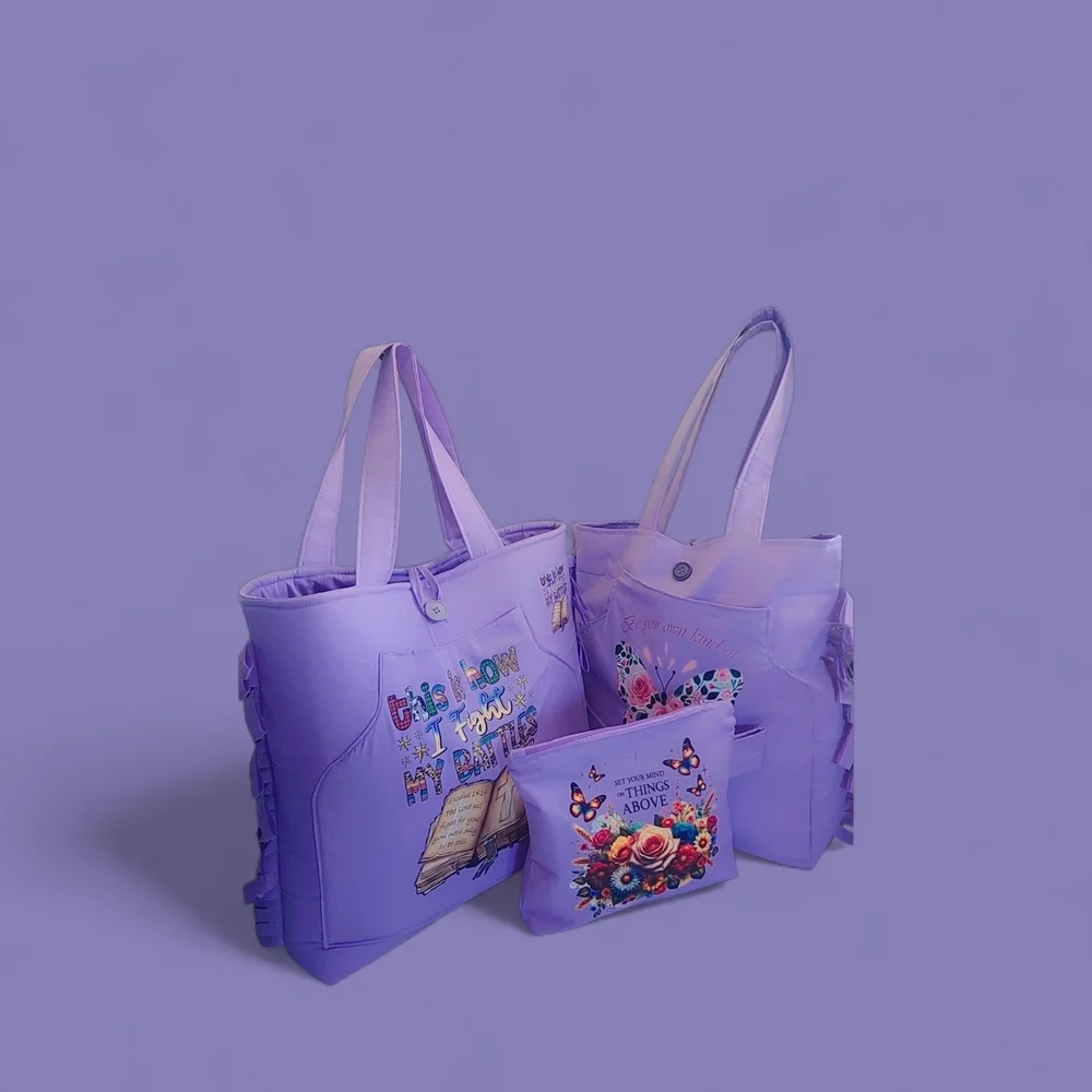 Vibrant Purple Floral Tote Bag Collection